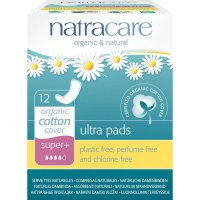 Menstruační vložky Ultra Super Plus Natracare 12ks bez křidélek - hedvábně jemný povrch z biobavlny - 782126003119