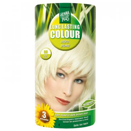 Barva na vlasy dlouhotrvající Ultra blond 00 Hennaplus - zesvětlující barva na vlasy, vydrží až po 3 měsíce - 8710267491306