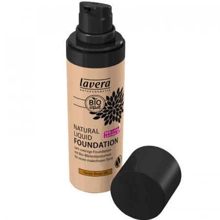 Make-up tekutý 04 Med-béžová Lavera 30ml - příjemná krémová konzistence se snadno nanáší a vydrží perfektní až 10 hodin - 4021457610006