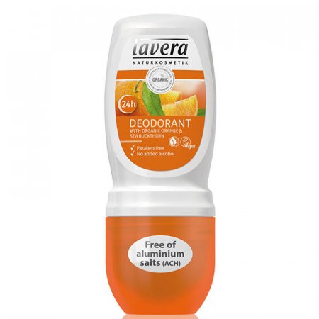 Jemný deodorant roll-on Bio pomeranč a rakytník Lavera 50ml - svěží vůně citrusových plodů na celý den, bez alkoholu - 4021457614769