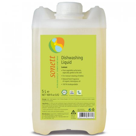Mycí prostředek na nádobí Sonett 5l - snadno odstraňuje mastnotu i zaschlé zbytky jídla, šetrný ke kůži, biologicky odbouratelný, ekologický - 4007547307643