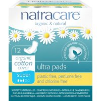 Menstruační vložky Ultra Super Natracare 12ks s křidélky - vložky slim s jemnou bio bavlnou - 782126003089