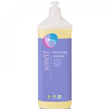 Tekuté levandulové mýdlo Sonett 1l - pro hedvábně jemné ruce, vyrobeno z rostlinných bio olejů, ekologická drogerie - 4007547302846