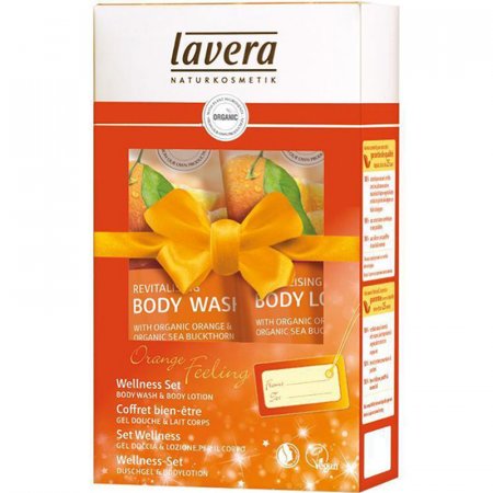 Pomerančové zážitky wellness sada Lavera - sprchový gel a tělové mléko s bio pomerančem a rakytníkem - 4021457614721
