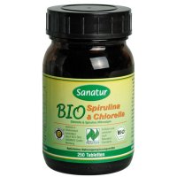 Chlorella bio a Spirulina bio Sanatur 250 tablet - jedinečná kombinace mořské a sladkovodní řasy, 100% přírodní produkt - 4036185003334
