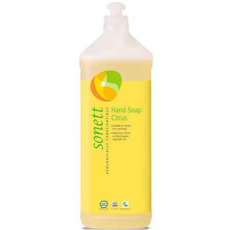 Jemné tekuté mýdlo Sonett Citrus 1l - ekologické, biologicky odbouratelné mýdlo, pro hedvábně jemné ruce, s vůní citrusů - 4007547302549