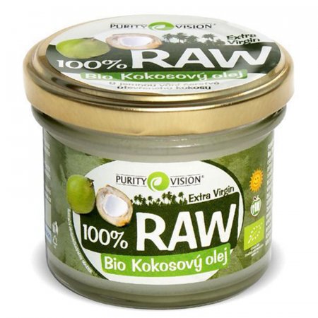 Bio kokosový olej raw Purity Vision 90ml - krystalicky čistá konzistence, máslová chuť - 8595572900534