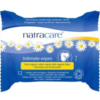 Intimní vlhčené ubrousky Natracare 12ks - jemné čistící ubrousky pro intimní hygienu - 0782126200150