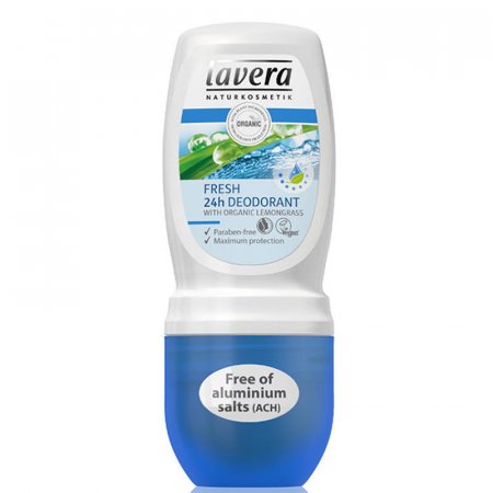 Lavera roll-on deodorant Fresh 24h 50ml - kuličkový deodorant s vůní bio citronové trávy, dlouhotrvající ochrana - 4021457614974