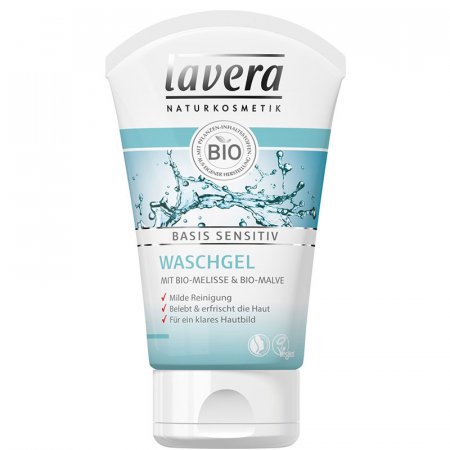 Čistící gel Lavera Basis Sensitiv 125ml - přírodní čistící gel s bio meduňkou a slézem, vhodný pro každý typ pleti - 4021457613847
