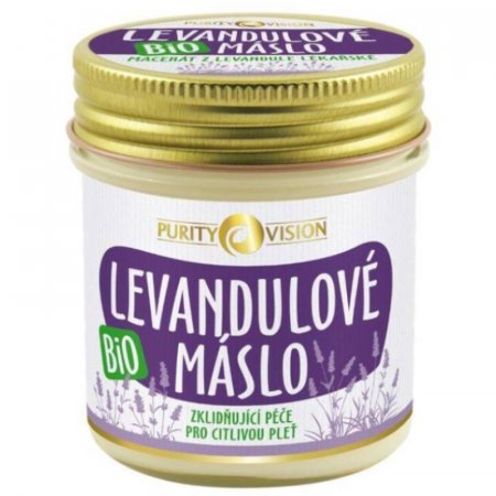 Bio levandulové máslo Purity Vision 120ml - zklidňující péče pro citlivou pleť, dětský tělový i koupelový balzám - 8595572902057